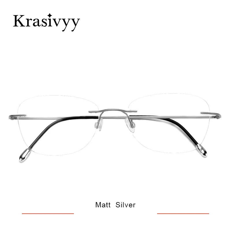 Krasivyy Unisex Rimless Oval Square Titanium Eyeglasses 316013
