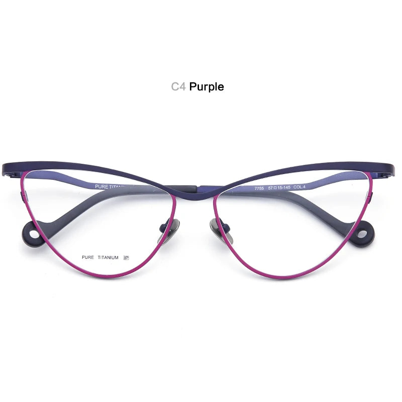 Muzz Women's Full Rim Oval Cat Eye Titanium Eyeglasses