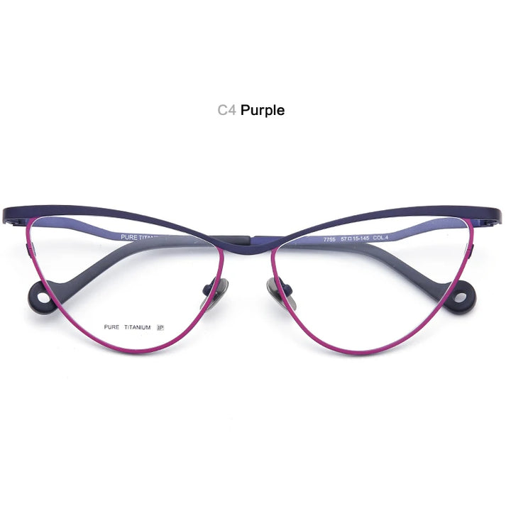 Muzz Women's Full Rim Oval Cat Eye Titanium Eyeglasses