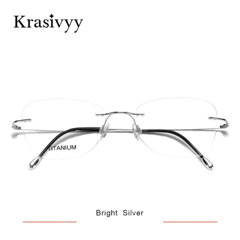 Krasivyy Unisex Rimless Oval Square Titanium Eyeglasses 316013