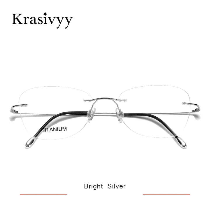 Krasivyy Unisex Rimless Oval Square Titanium Eyeglasses 316013