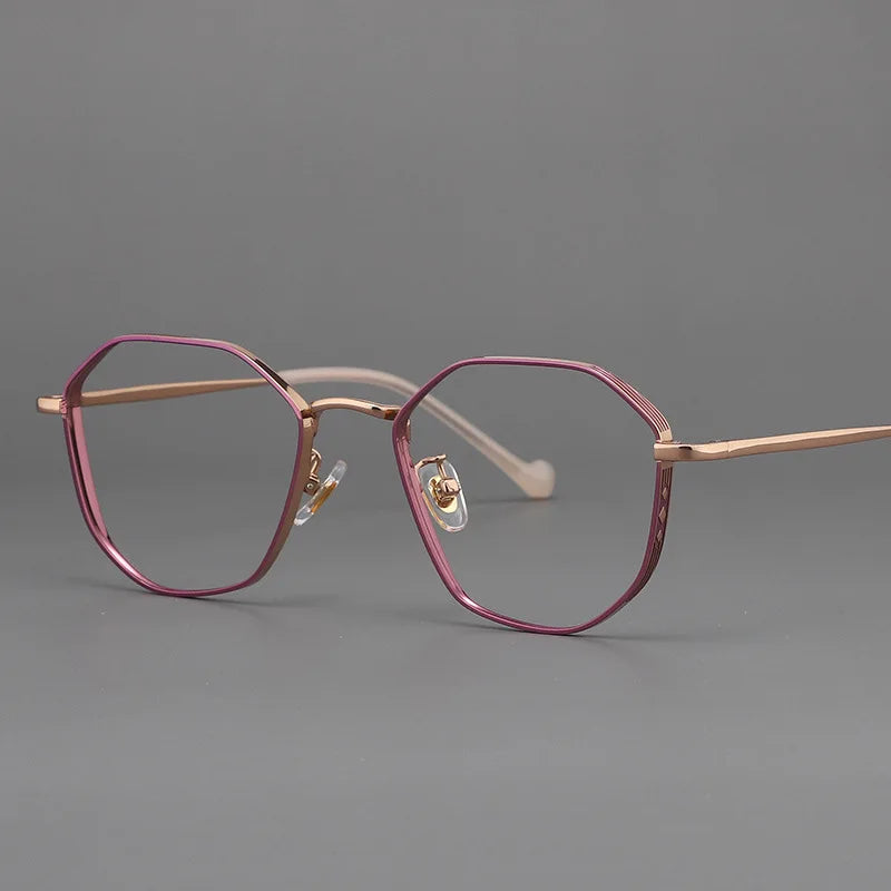 Muzz Unisex Full Rim Flat Top Polygon Titanium Eyeglasses 817321