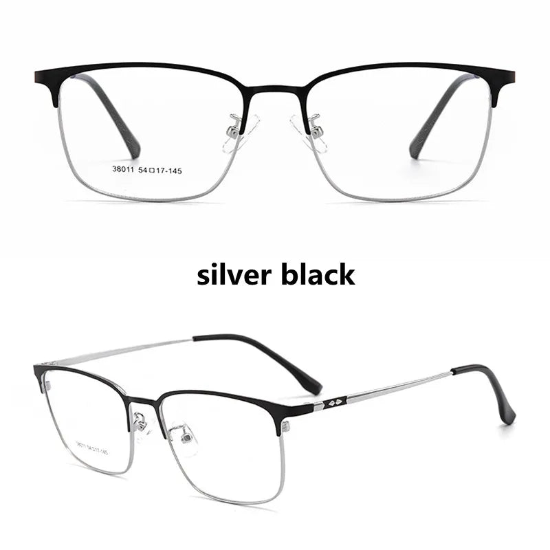 Kocolior Unisex Full Rim Square Alloy Hyperopic Reading Glasses 38011 Reading Glasses Kocolior Silver China 0