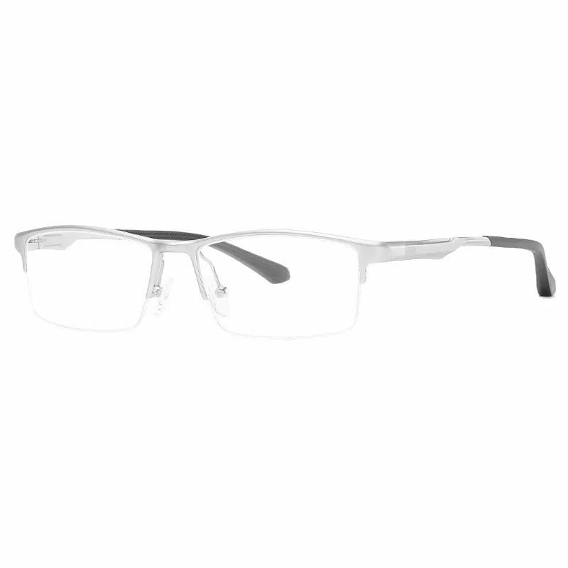 Hotochki Unisex Semi Rim Aluminum Magnesium Alloy Eyeglasses 946286 Semi Rim Hotochki Silver