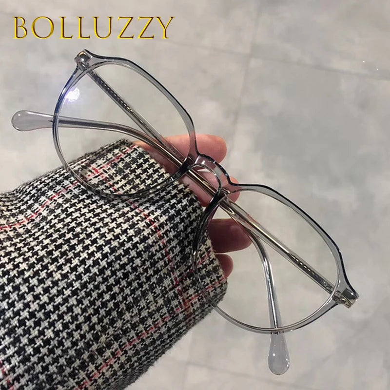 Bolluzzy Women's Full Rim Flat Top Oval Tr 90 Alloy Eyeglasses 5217 Full Rim Bolluzzy   