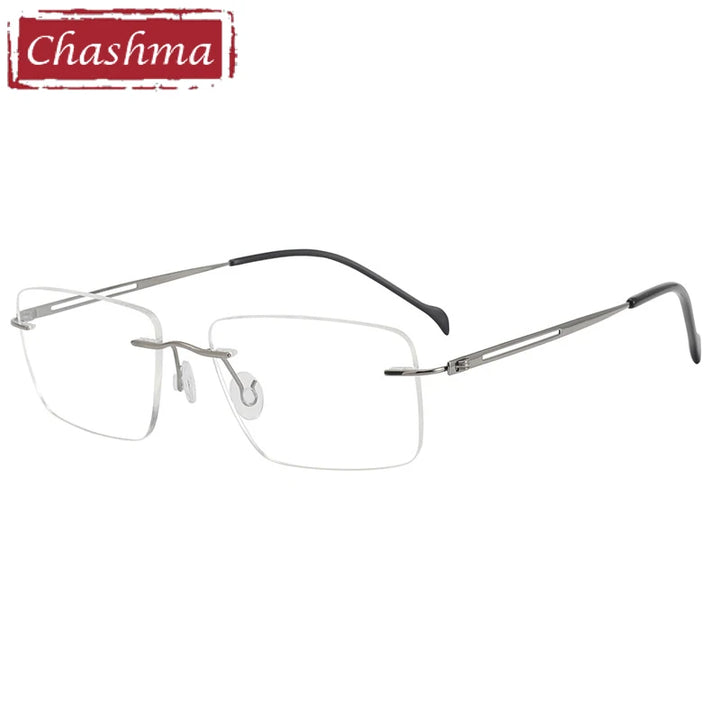 Chashma Ottica Men's Rimless Rectangle Titanium Eyeglasses 5019 Rimless Chashma Ottica   