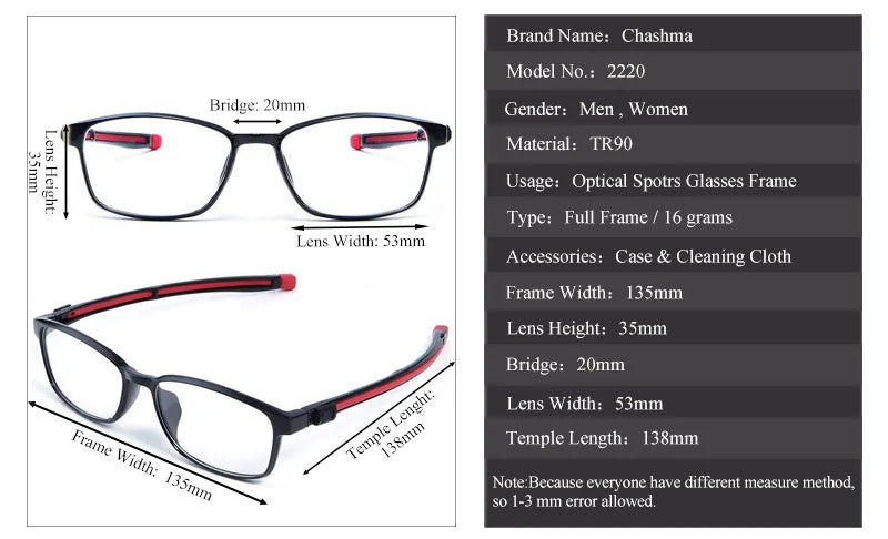 Chashma Ottica Women's Full Rim Square Tr 90 Titanium Eyeglasses 22204