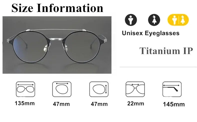 Aimee 470022 Women’s Titanium Full Rim Double Bridge Round Frames FuzWeb