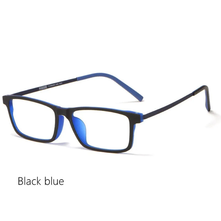 Kocolior Unisex Full Rim Large Square Tr 90 Titanium Eyeglasses 8836 Full Rim Kocolior Black Blue  