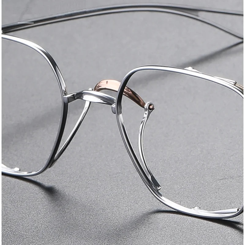 Aimee Unisex Full Rim Square Double Bridge Titanium Eyeglasses 24124 Full Rim Aimee   