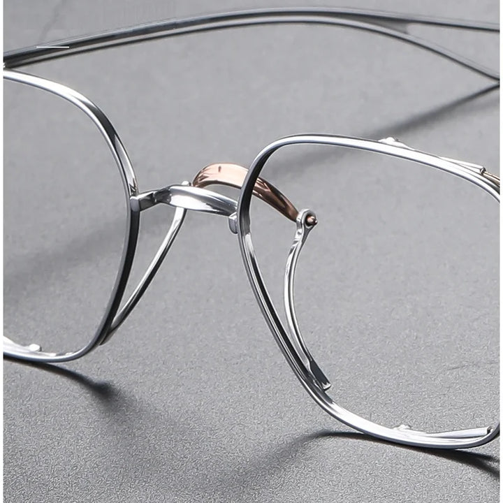 Aimee Unisex Full Rim Square Double Bridge Titanium Eyeglasses 24124 Full Rim Aimee   