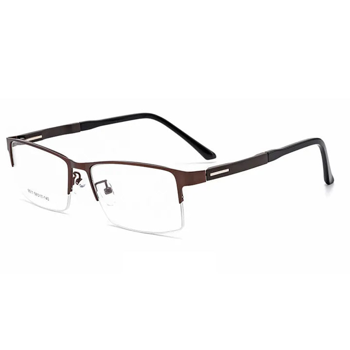 Hotochki Men's Semi Rim Square Browline Alloy Eyeglasses 949511 Semi Rim Hotochki Coffee