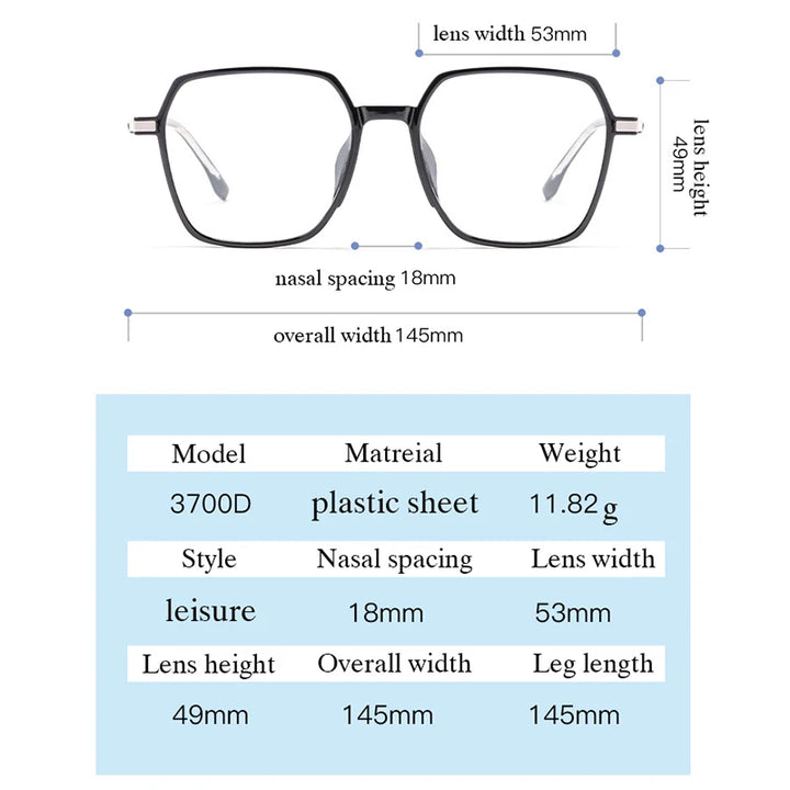 Hotochki Unisex Full Rim Polygonal Alloy Eyeglasses 3700d Full Rim Hotochki   