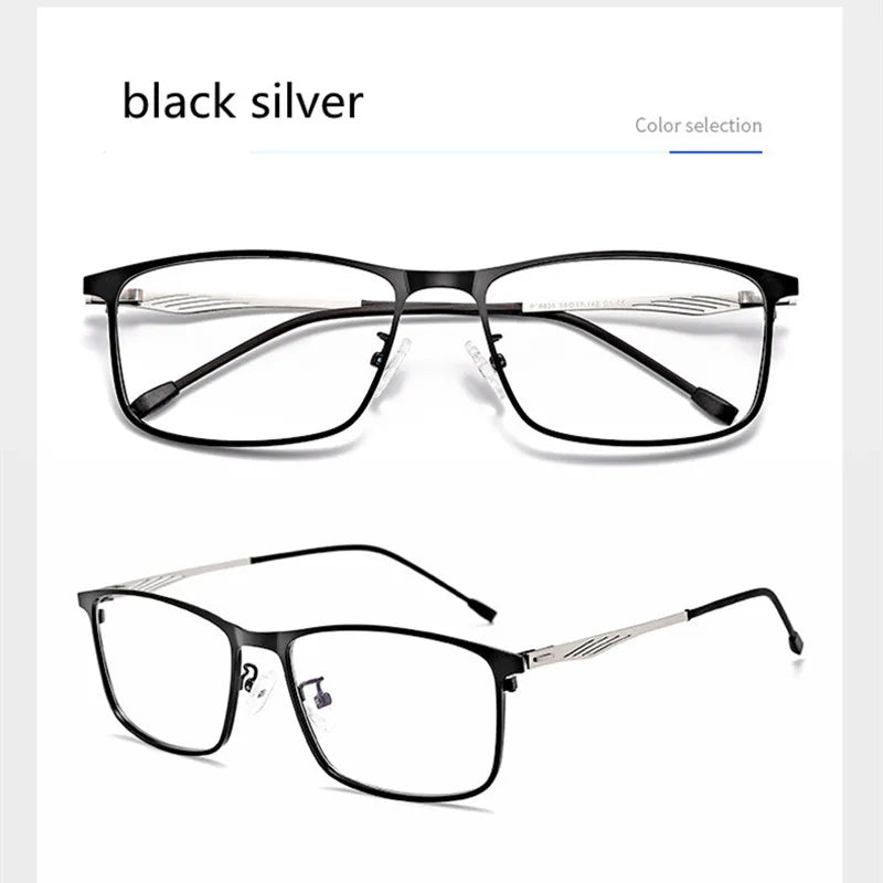 Kocolior Unisex Full Rim Square Alloy Hyperopic Reading Glasses 8835 Reading Glasses Kocolior Black Silver 0 