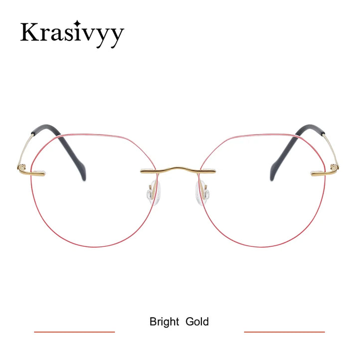 Krasivyy Women's Rimless Flat Top Oval Titanium  Eyeglasses 331008