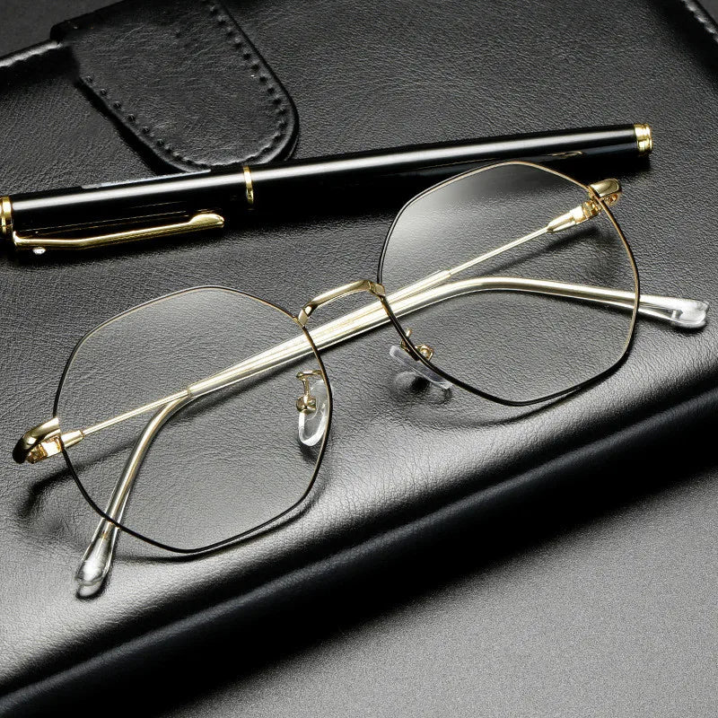 Kocolior Unisex Full Rim Polygon Titanium Alloy Eyeglasses 9039 Full Rim Kocolior   