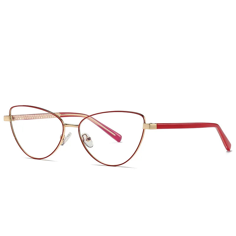 Hotony Women's Full Rim Cat Eye Metal Prescription Eyeglasses 3006 size chart