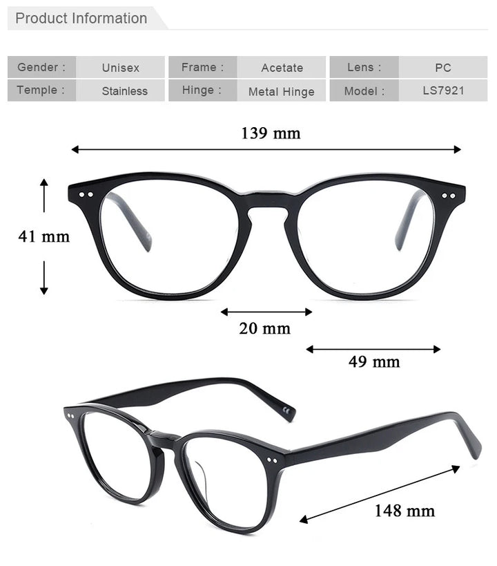 Chashma Ochki Women's Full Rim Round Acetate Alloy Eyeglasses 27921