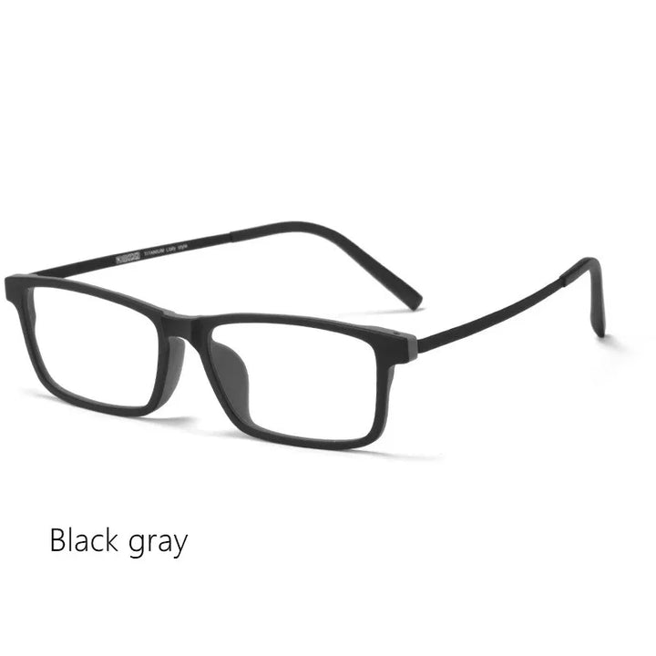 Kocolior Unisex Full Rim Large Square Tr 90 Titanium Eyeglasses 8836 Full Rim Kocolior Black Gray  