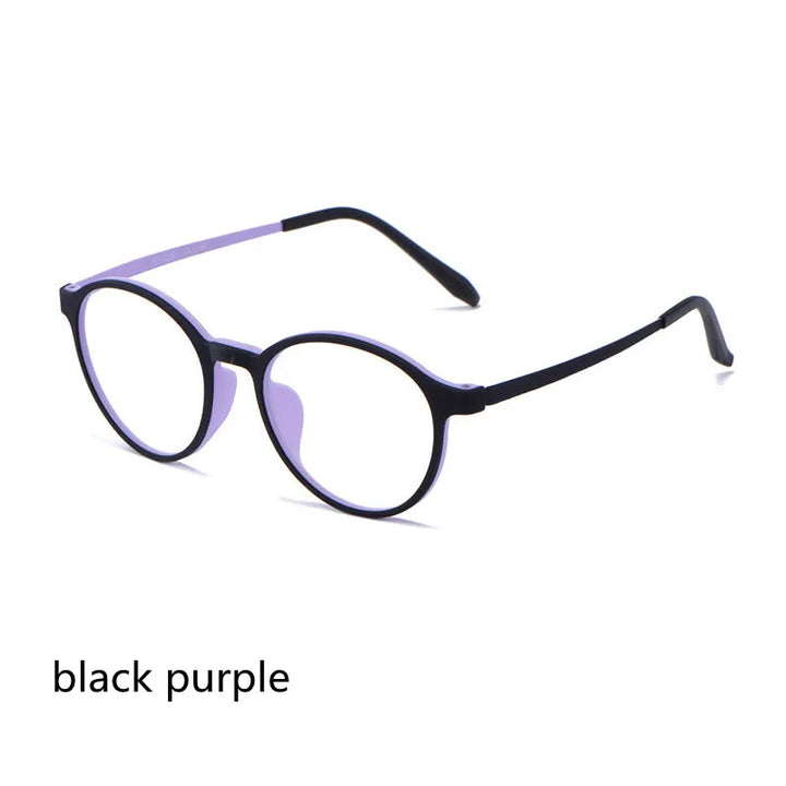 Kocolior Unisex Full Rim Round Rubber Titanium Hyperopic Reading Glasses 9135 Reading Glasses Kocolior Black Purple China 0