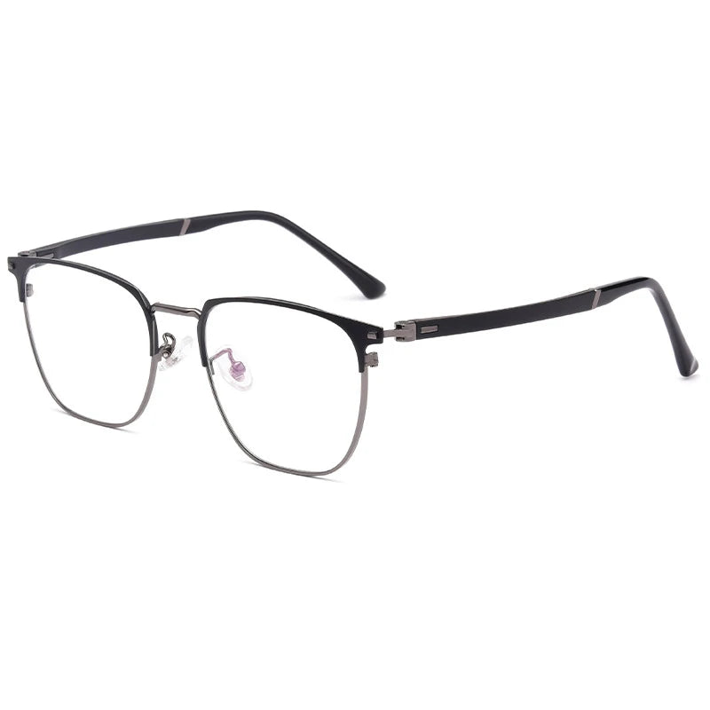 Hotochki Mens Semi Rim Square Alloy Eyeglasses 6120d Full Rim Hotochki Black Gray  