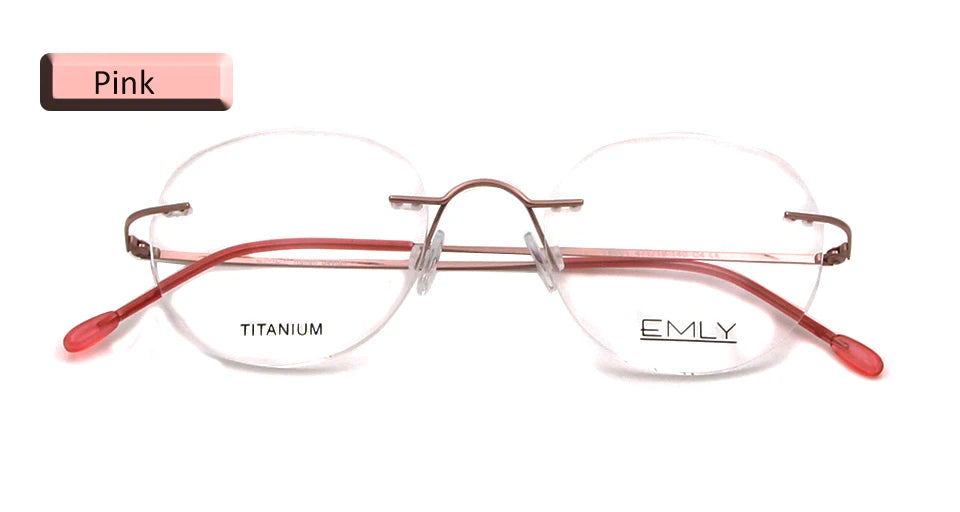 Esnbie Unisex Rimless Oval Round Titanium Eyeglasses 80011 Rimless Esnbie rimless titanium pik  