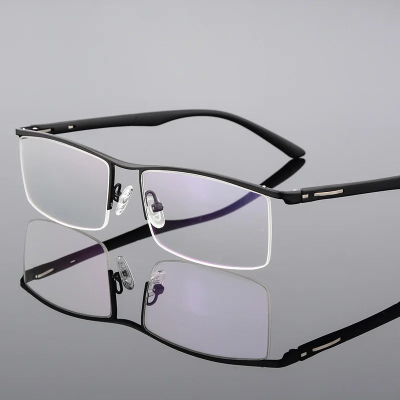 Hotochki Mens Semi Rim Browline Rectangle Alloy Eyeglasses P8831 Semi Rim Hotochki   