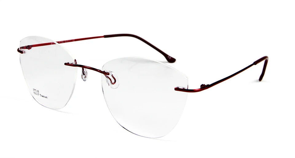 Esnbie Women's Rimless Cat Eye Titanium Eyeglasses 37715 Rimless Esnbie titanium red  