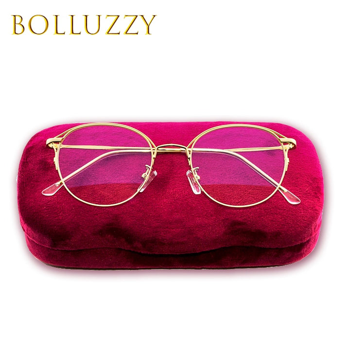 Bolluzzy Women's Full Rim Round Cat Eye Alloy Eyeglasses S11228 Full Rim Bolluzzy   