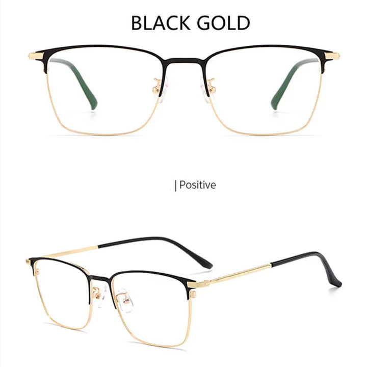 Kocolior Unisex Full Rim Square Alloy Eyeglasses 39147 Full Rim Kocolior Black Gold China 