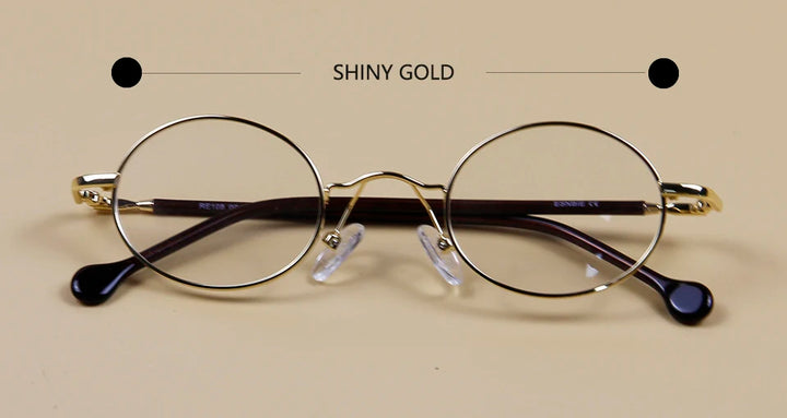 Esnbie Unisex Full Rim Small Round Stainless Steel Eyeglasses 1082 Full Rim Esnbie Round eyewear gold  