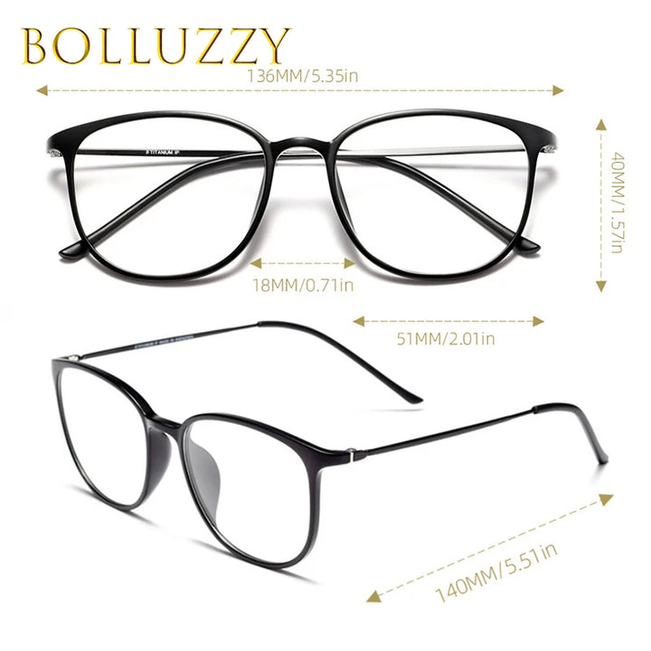 Bolluzzy Women's Full Rim Square Tr 90 Titanium Eyeglasses 5118 Full Rim Bolluzzy   