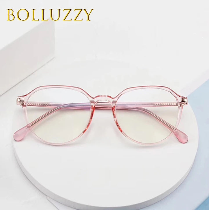 Bolluzzy Women's Full Rim Flat Top Oval Tr 90 Alloy Eyeglasses 5217 Full Rim Bolluzzy   