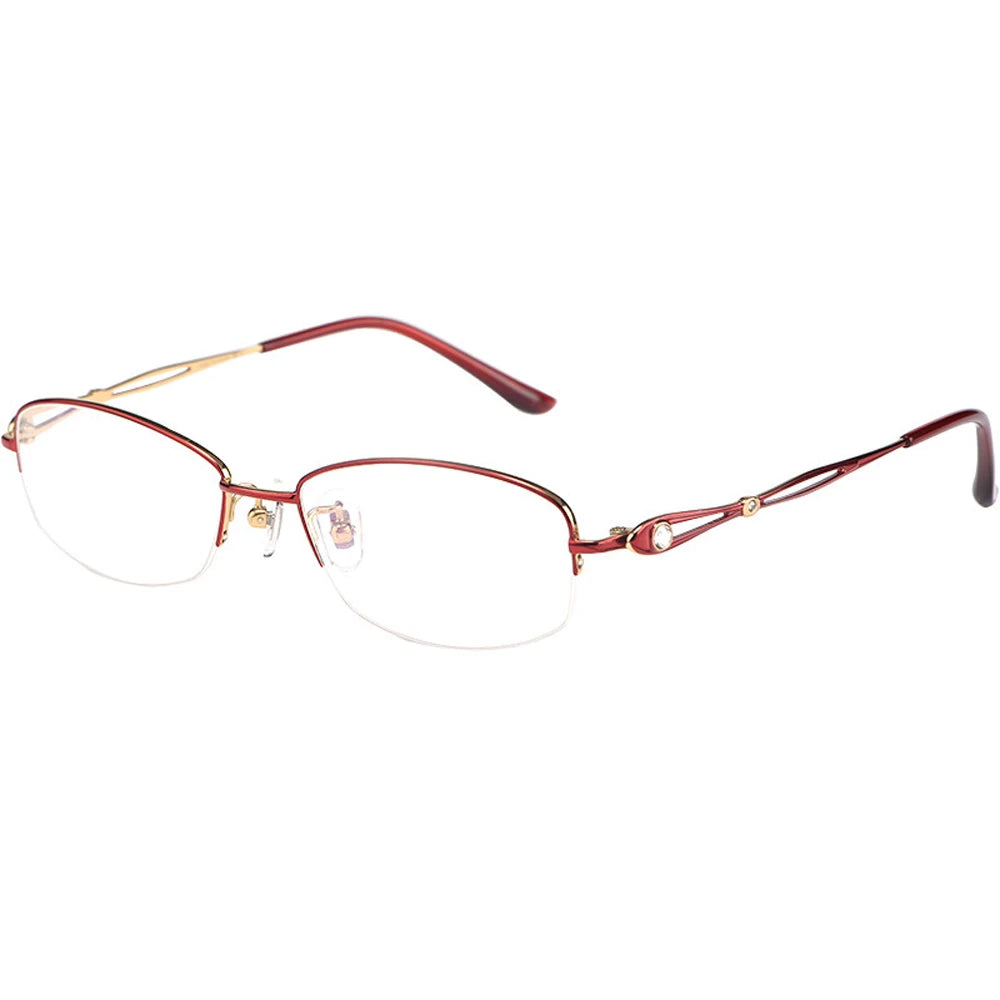 Aimee Women's Semi Rim Oval Square Titanium Eyeglasses 4414