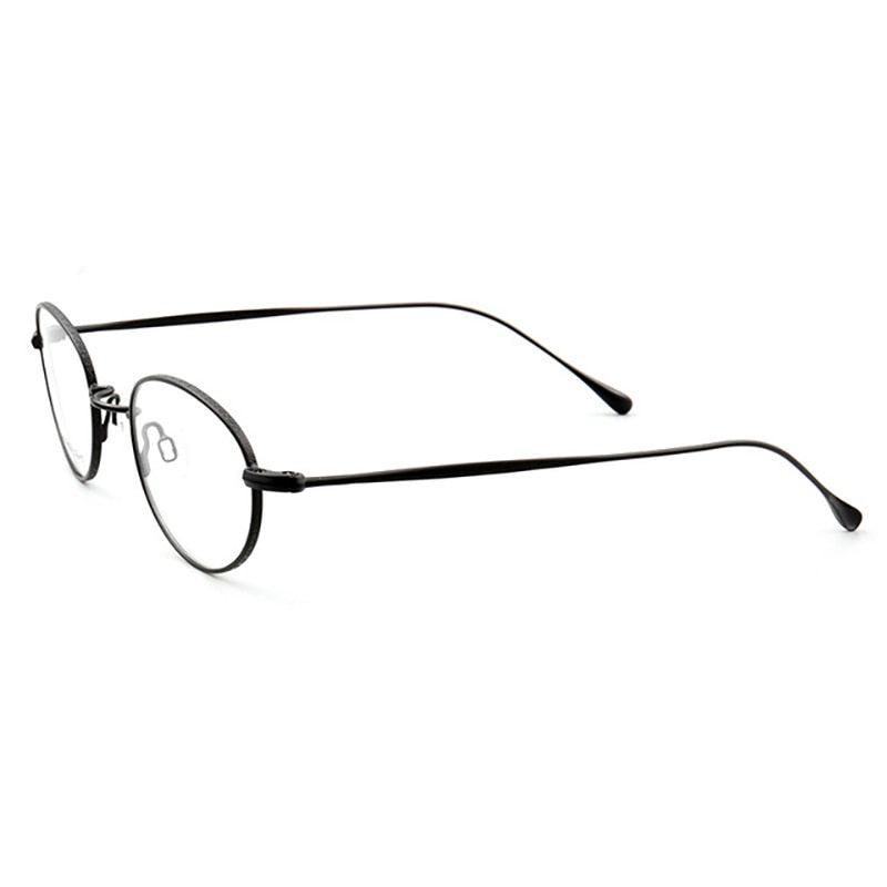 Bolluzzy Unisex Full Rim Small Oval Titanium Alloy Eyeglasses S-Titan Full Rim Bolluzzy Black  