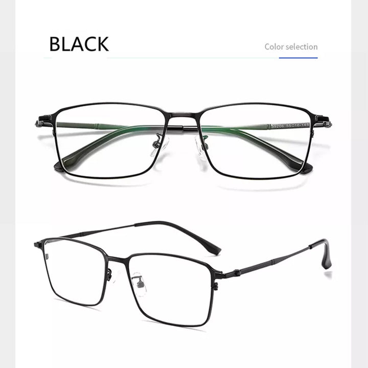 Kocolior Unisex Full Rim Square Titanium Alloy Hyperopic Reading Glasses 39206 Reading Glasses Kocolior Black China 0