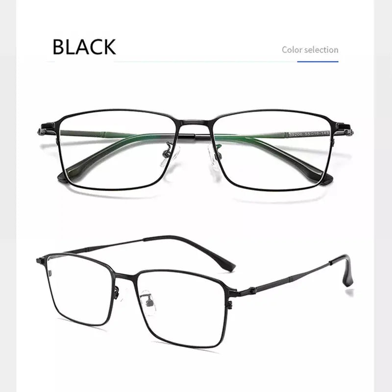 Kocolior Unisex Full Rim Square Titanium Alloy Hyperopic Reading Glasses 39206.