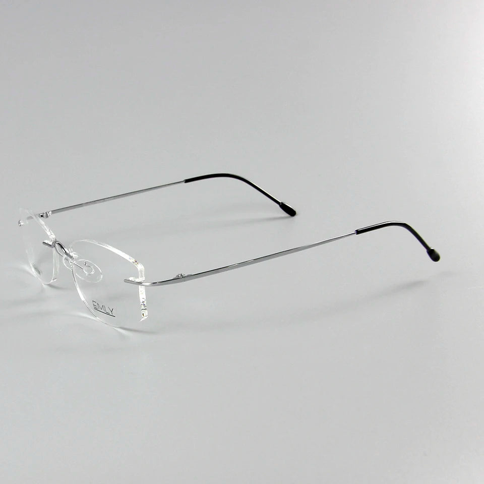 Esnbie Unisex Rimless Oval Rectangle Titanium Eyeglasses 80021 Rimless Esnbie   