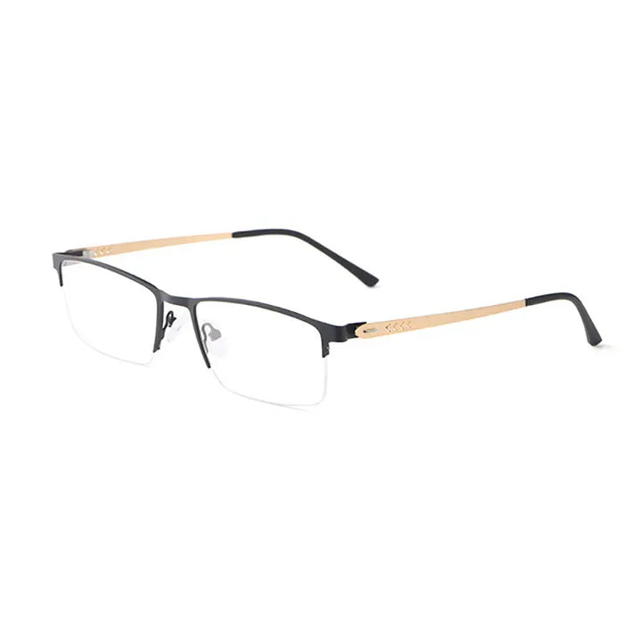 Hotochki Men's Semi Rim Square Alloy Eyeglasses 9841 Semi Rim Hotochki black  