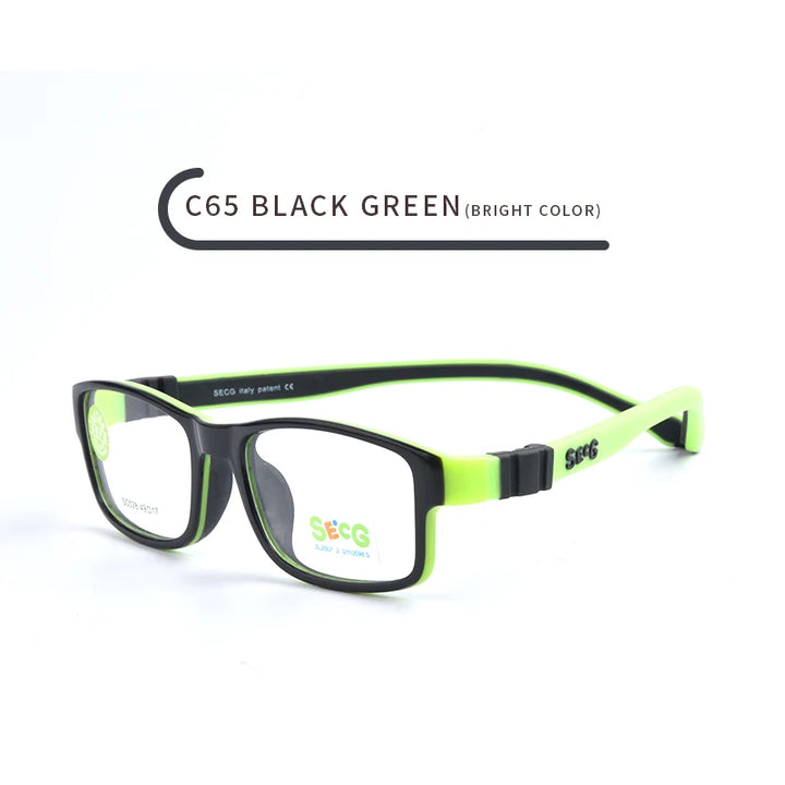 Secgs Unisex Youth's Full Rim Square Tr 90 Silicone Eyeglasses 3028 Full Rim Secg C65  