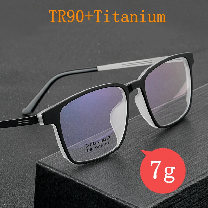 Kocolior Men's Full Rim Large Square Tr 90 Titanium Alloy Eyeglasses 8906 Full Rim Kocolior   