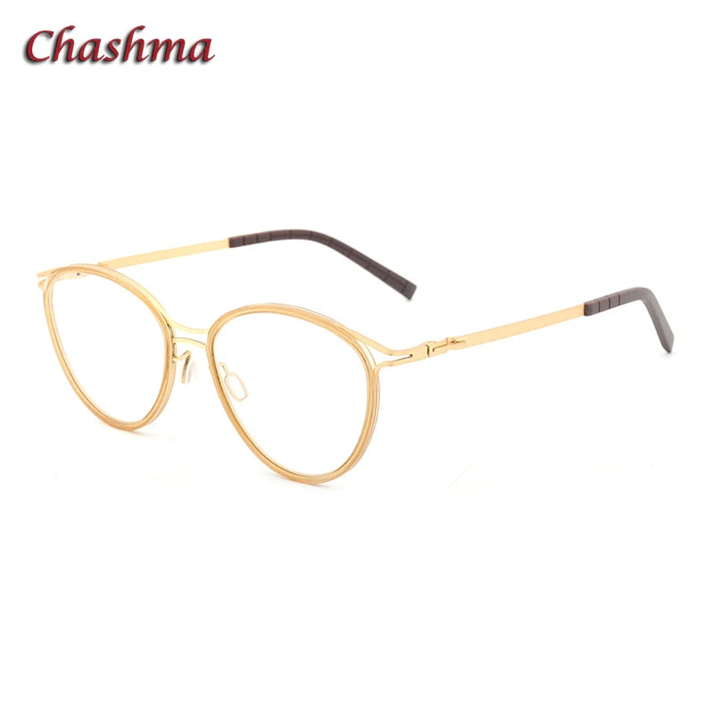 Chashma Ochki Men's Full Rim Round Acetate Titanium Eyeglasses 89032