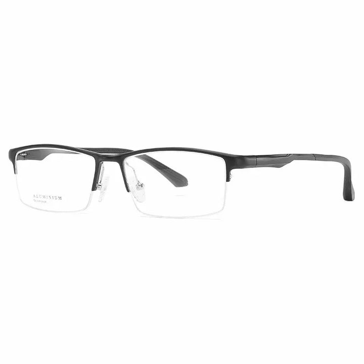 Hotochki Unisex Semi Rim Aluminum Magnesium Alloy Eyeglasses 946286 Semi Rim Hotochki black