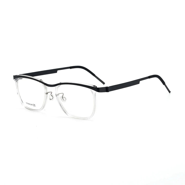 Aimee Men's Unisex Full Rim Square Titanium Acetate Eyeglasses 9908 Full Rim Aimee Black-Clear  