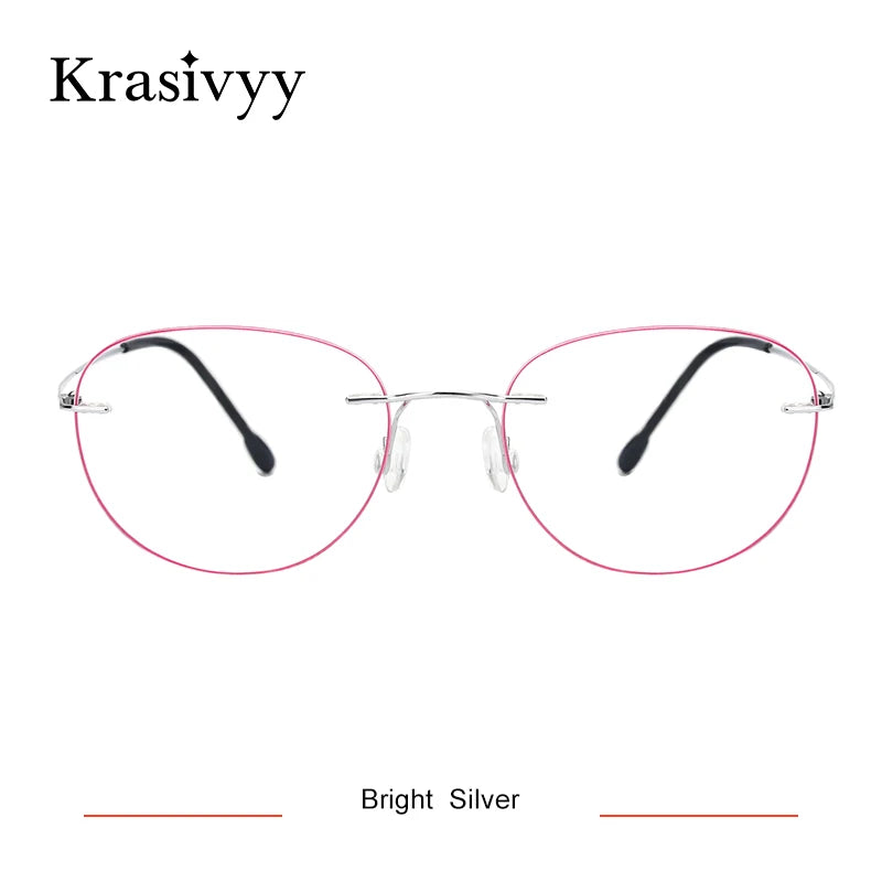 Krasivyy Women's Rimless Oval Round Titanium Eyeglasses 318003