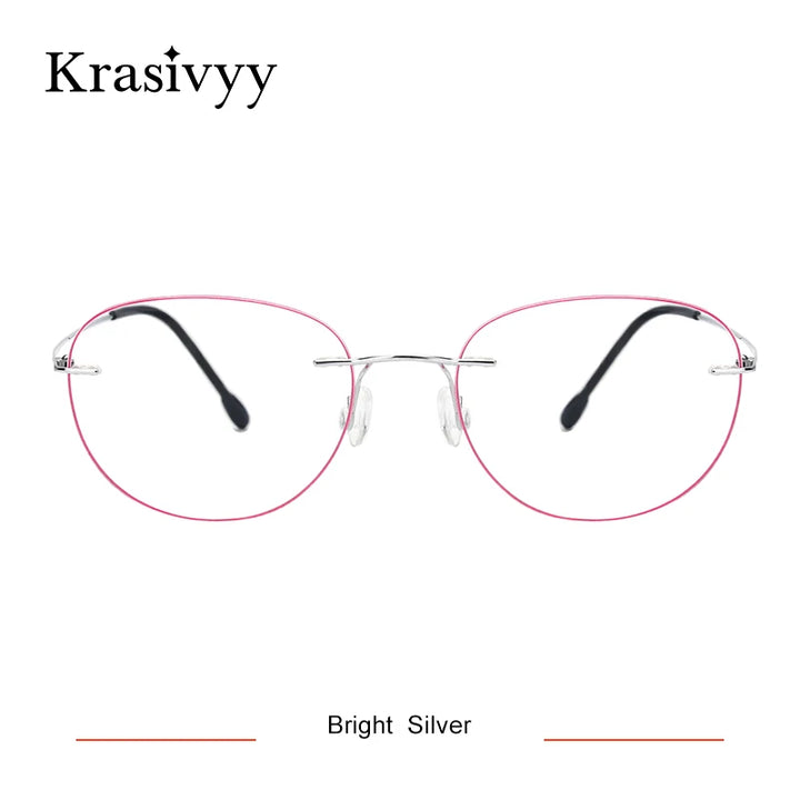 Krasivyy Women's Rimless Oval Round Titanium Eyeglasses 318003