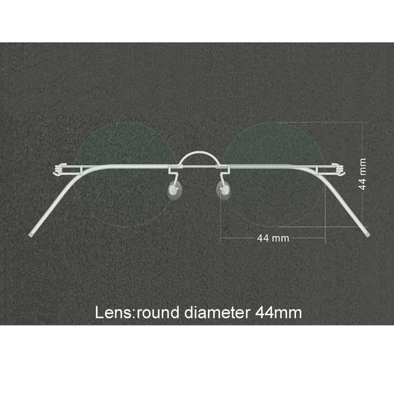 Yujo Unisex Rimless Round Stainless Steel Reading Glasses 40145 Reading Glasses Yujo +550 44mm CHINA