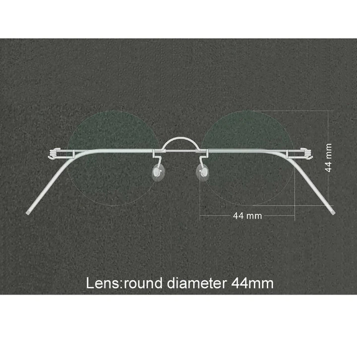 Yujo Unisex Rimless Round Stainless Steel Reading Glasses 40145 Reading Glasses Yujo +550 44mm CHINA