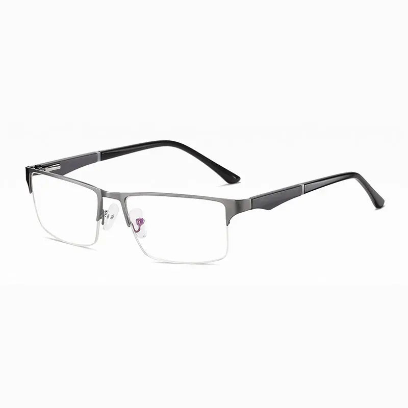 Hotochki Unisex Semi Rim Square Alloy Reading Glasses 942501 Reading Glasses Hotochki GRAY +400