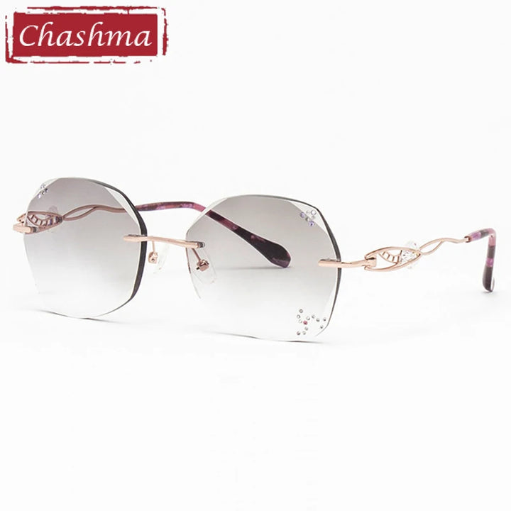 Chashma Women's Rimless Polygon Oval Titanium Eyeglasses 871007